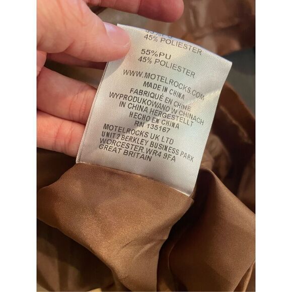 Motel Womens Brown Leather Two-Button Front Blazer Jacket Small - Picture 5 of 5